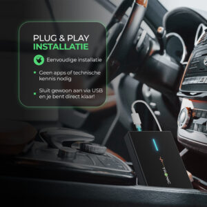 Mtronic® Autobox – AI Box voor CarPlay & Android Auto – Installeer Elke App op je Autoscherm – Smartbox met YouTube, Netflix & Meer – 4GB RAM 64GB ROM – Inclusief Bluetooth Afstandsbediening & HDMI – Nieuwste Model 2025 – Zwart