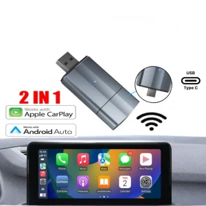 Mini 2-in-1 CarPlay & Android Auto Dongle - Draadloze CarPlay en Android Auto Verbinding (metalen behuizing)