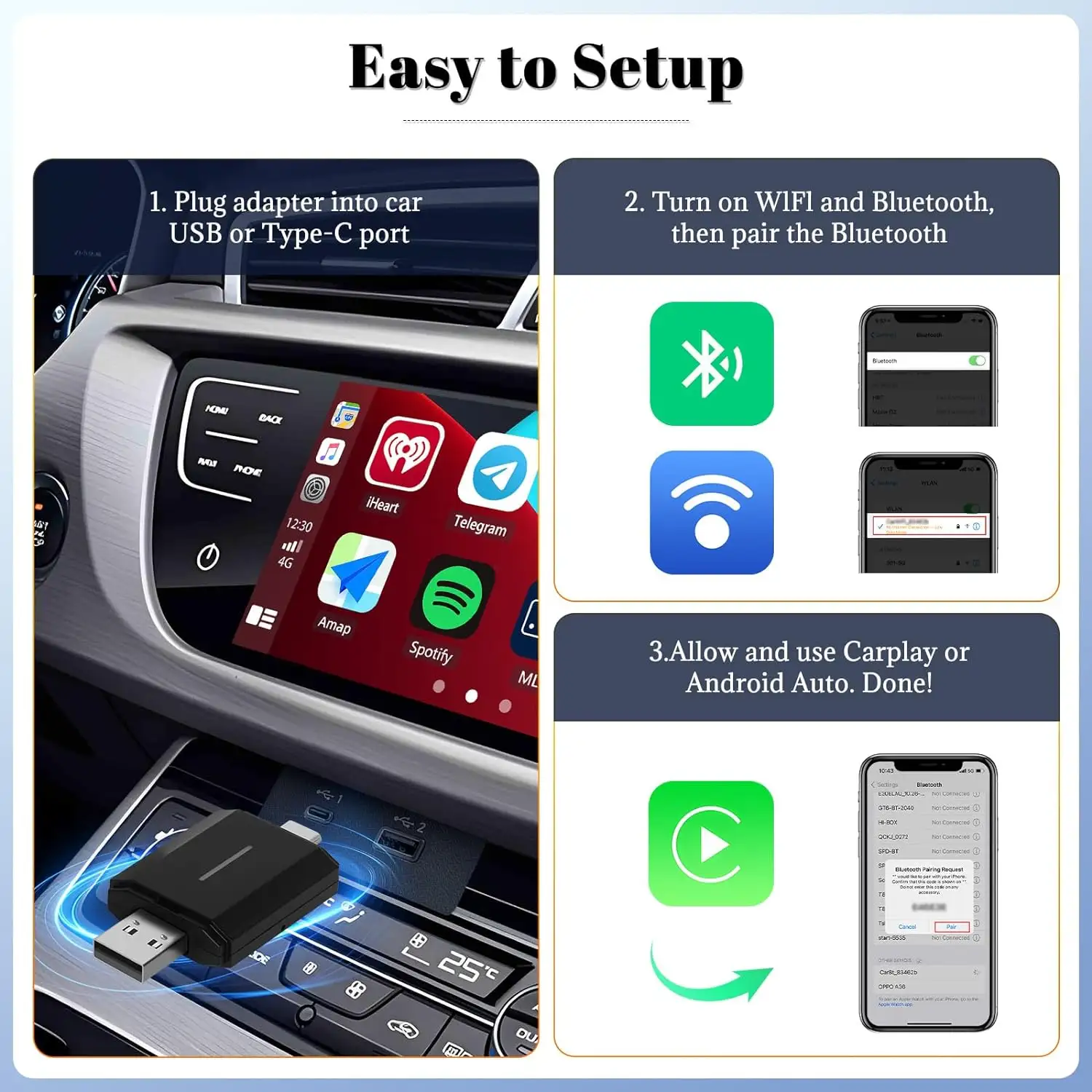 Mini 2-in-1 CarPlay & Android Auto Dongle - Draadloze CarPlay en Android Auto Verbinding - Afbeelding 5
