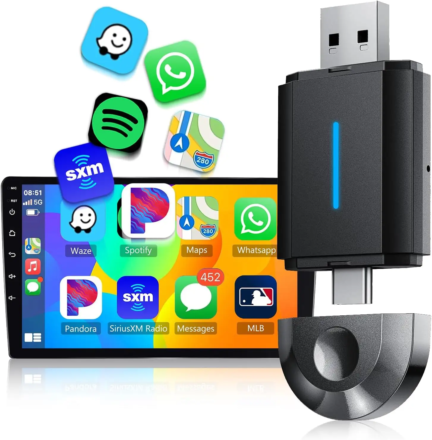 Mini 2-in-1 CarPlay & Android Auto Dongle - Draadloze CarPlay en Android Auto Verbinding