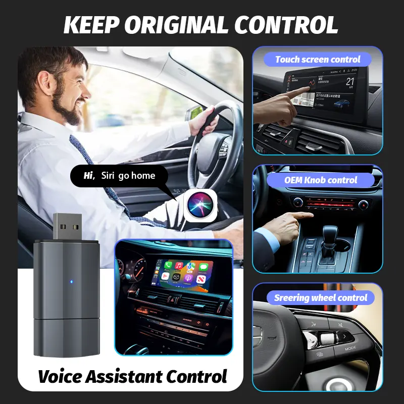 Mini 2-in-1 CarPlay & Android Auto Dongle - Draadloze CarPlay en Android Auto Verbinding (metalen behuizing) - Afbeelding 6