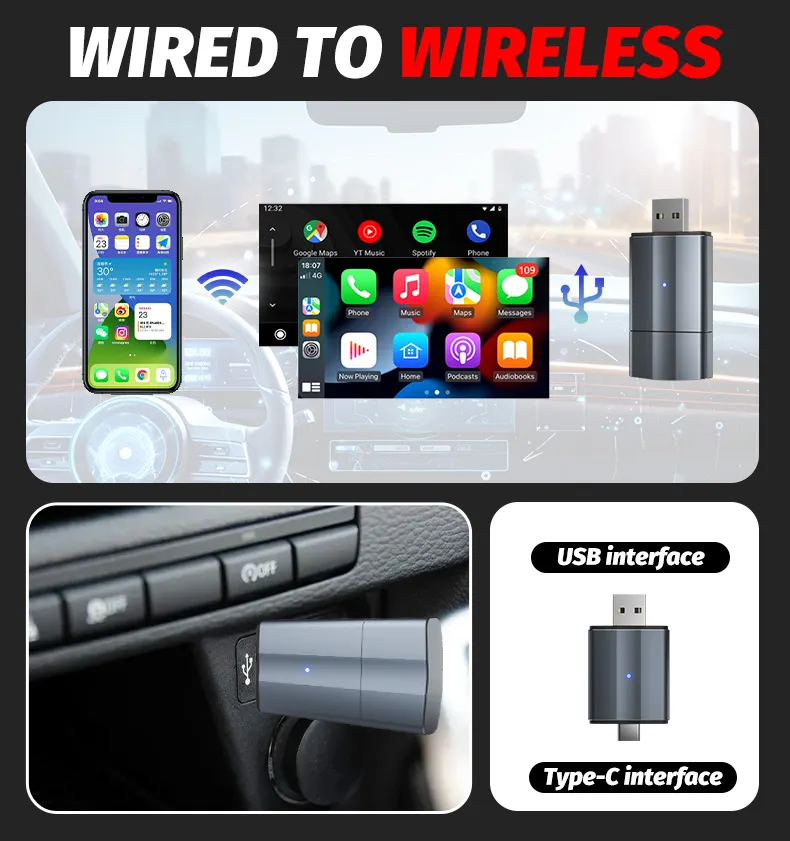 Mini 2-in-1 CarPlay & Android Auto Dongle - Draadloze CarPlay en Android Auto Verbinding (metalen behuizing) - Afbeelding 5