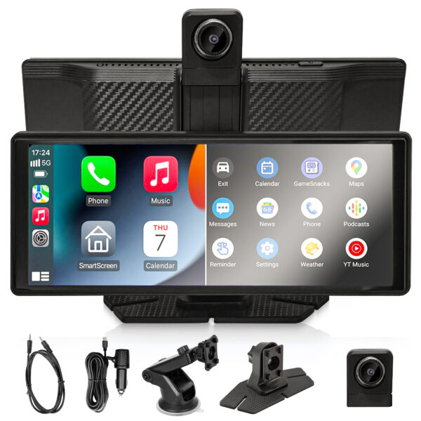 Mtronic® CarPlay Scherm 10.26 inch – 4K Display – Draadloos Android Auto – Dashcam + Achteruitrijcamera – Universeel Auto/Bus/Vrachtwagen