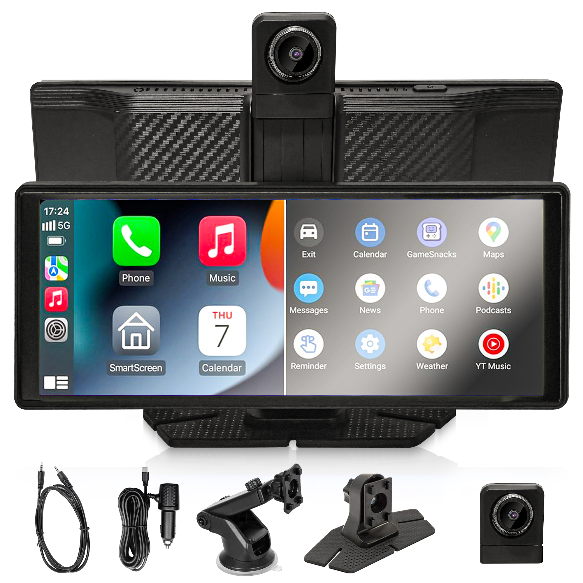 Mtronic® CarPlay Scherm 10.26 inch – 4K Display – Draadloos Android Auto – Dashcam + Achteruitrijcamera – Universeel Auto/Bus/Vrachtwagen