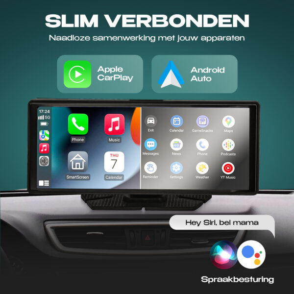 Mtronic® CarPlay Scherm 10.26 inch – 4K Display – Draadloos Android Auto – Dashcam + Achteruitrijcamera – Universeel Auto/Bus/Vrachtwagen - Afbeelding 2