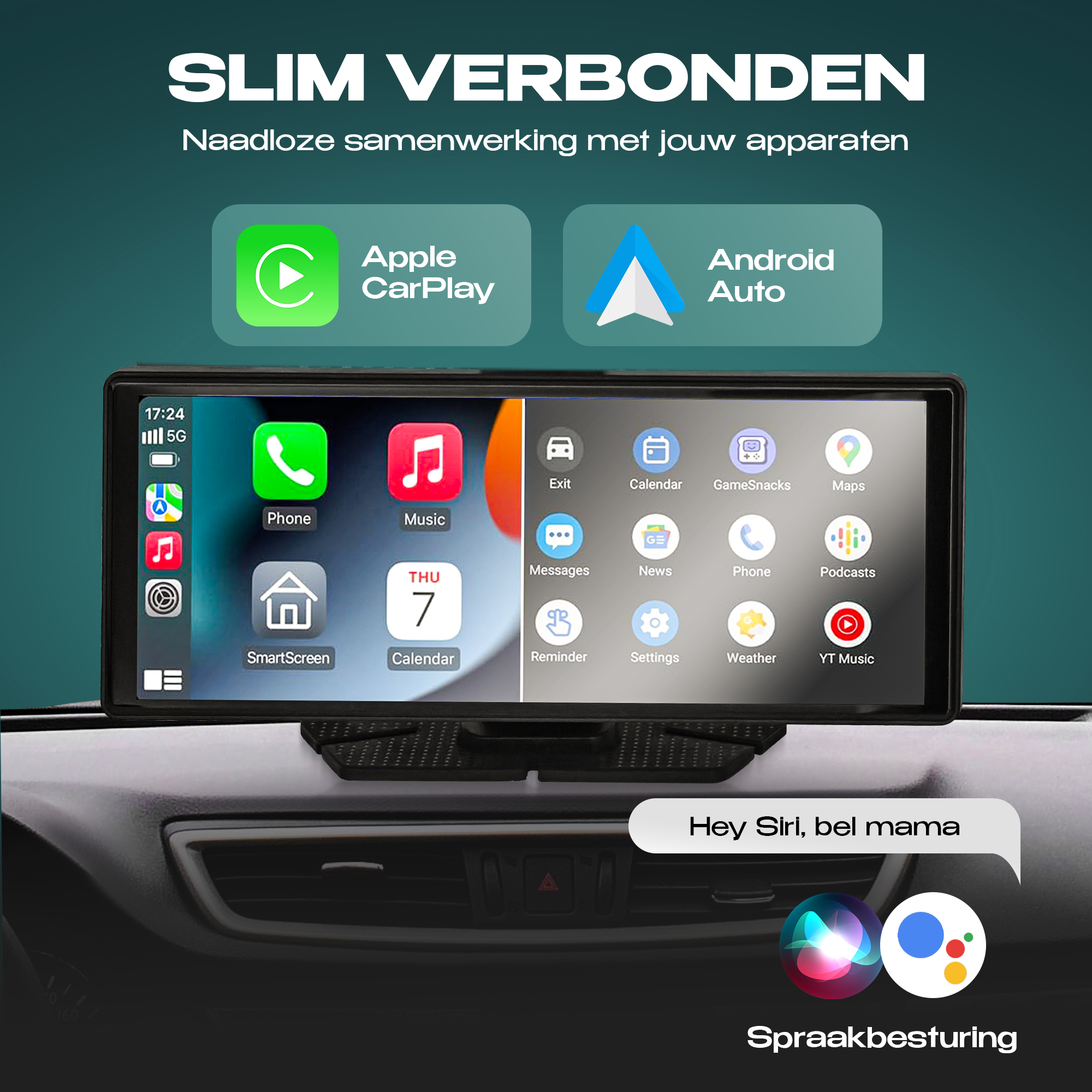 Mtronic® CarPlay Scherm 10.26 inch – 4K Display – Draadloos Android Auto – Dashcam + Achteruitrijcamera – Universeel Auto/Bus/Vrachtwagen - Afbeelding 2